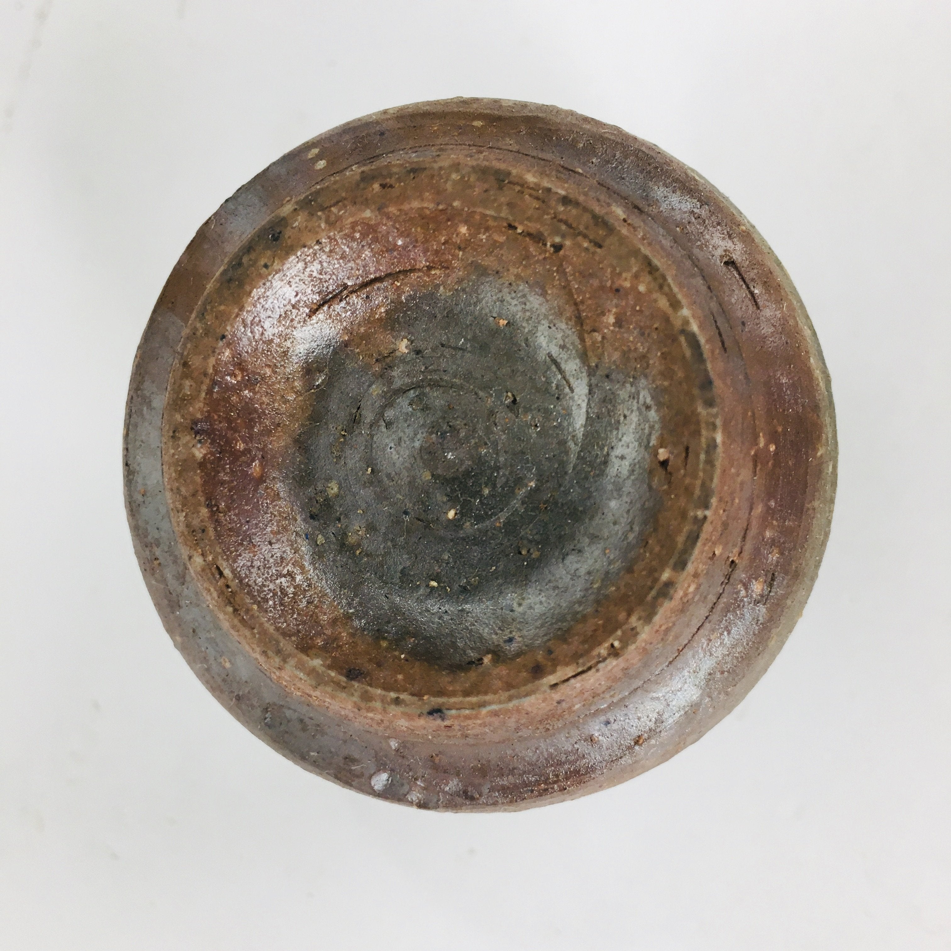 Japanese Ceramic Sake Cup Bizen Ware Vtg Guinomi Ochoko Doyaki Brawn GU901