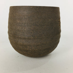 Japanese Ceramic Sake Cup Echizen Ware Vtg Guinomi Ochoko Brown Glaze GU899