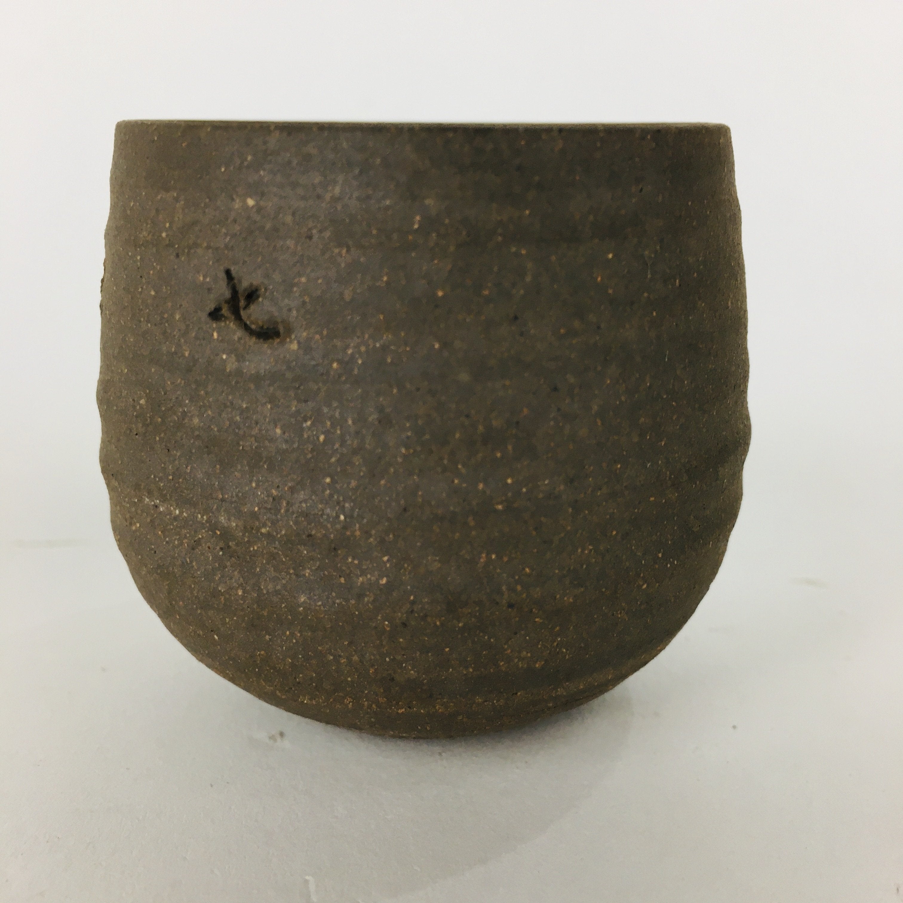 Japanese Ceramic Sake Cup Echizen Ware Vtg Guinomi Ochoko Brown Glaze GU899