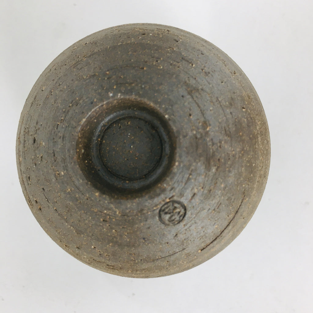 Japanese Ceramic Sake Cup Echizen Ware Vtg Guinomi Ochoko Brown Glaze GU899