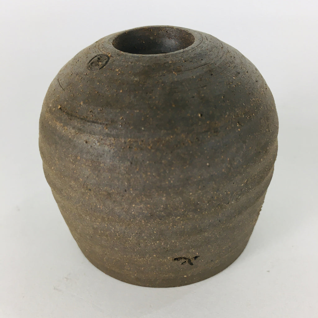 Japanese Ceramic Sake Cup Echizen Ware Vtg Guinomi Ochoko Brown Glaze GU899