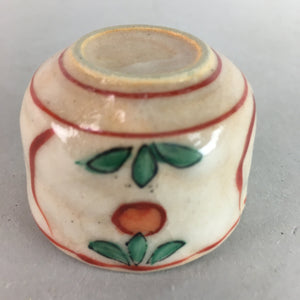 Japanese Ceramic Sake Cup Guinomi Sakazuki Vtg Floral Pottery Crackle GU555
