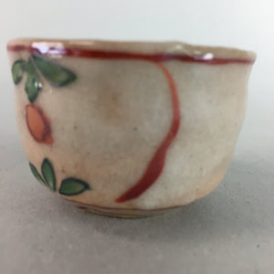 Japanese Ceramic Sake Cup Guinomi Sakazuki Vtg Floral Pottery Crackle GU556