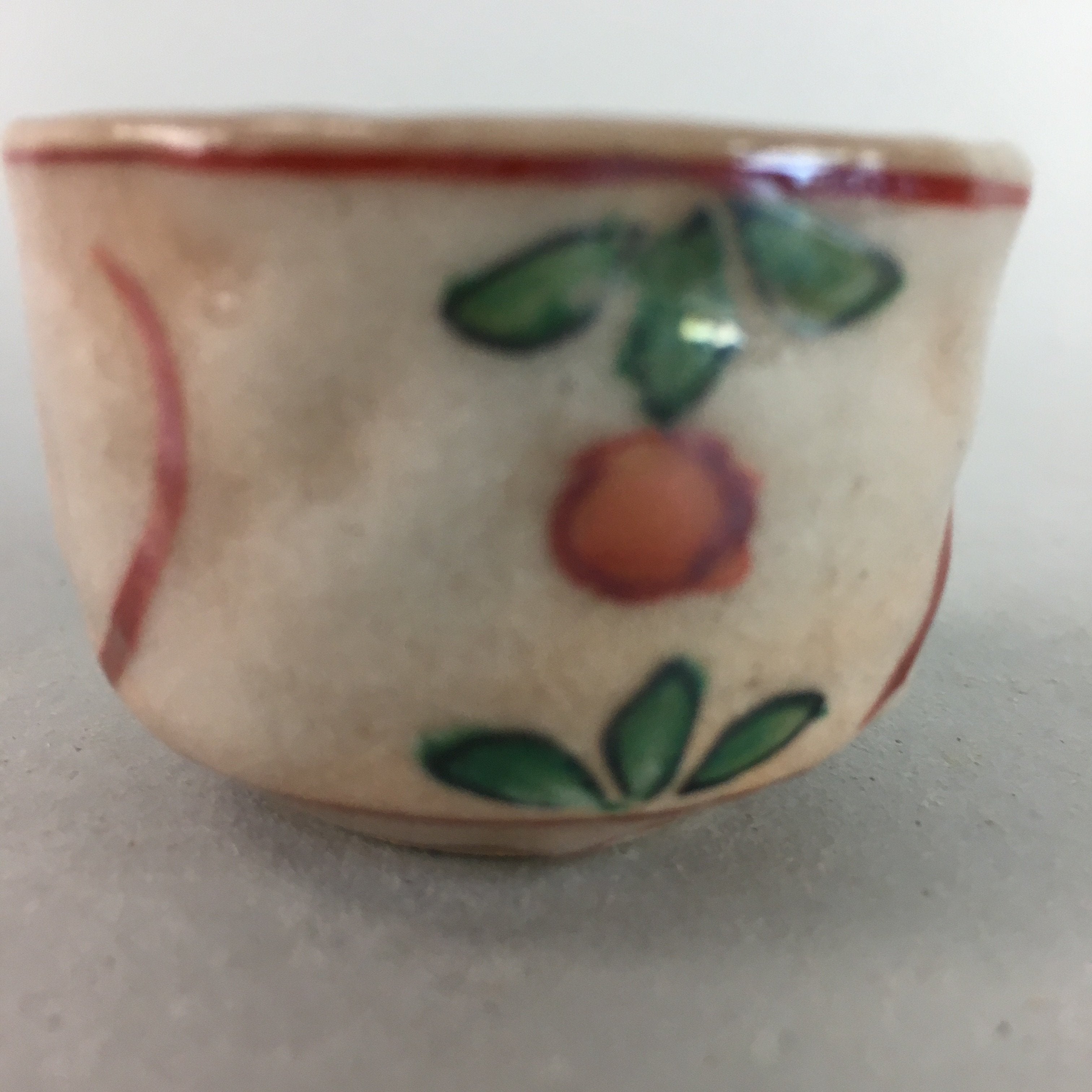 Japanese Ceramic Sake Cup Guinomi Sakazuki Vtg Floral Pottery Crackle GU556