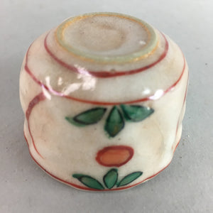 Japanese Ceramic Sake Cup Guinomi Sakazuki Vtg Floral Pottery Crackle GU558