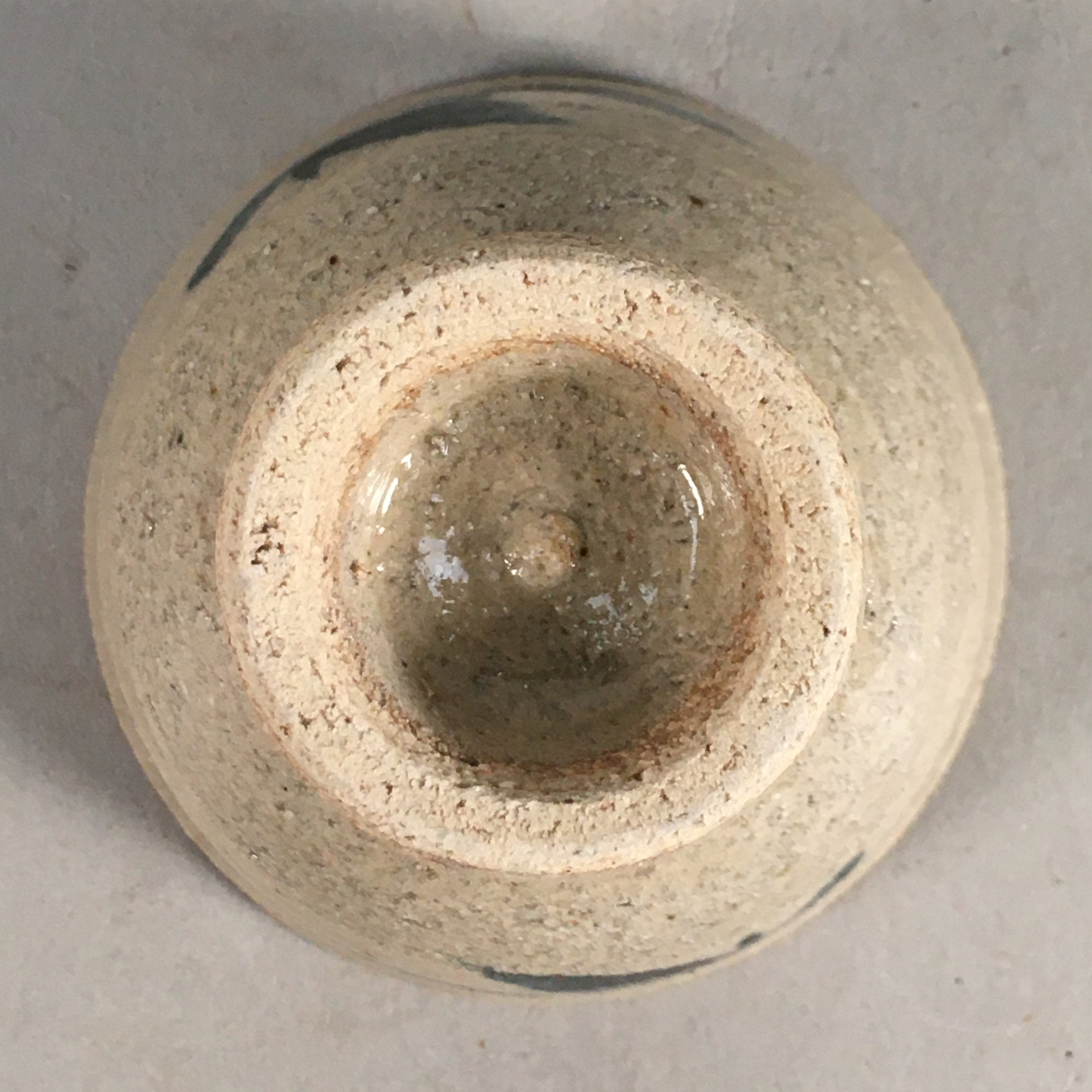 Japanese Ceramic Sake Cup Guinomi Sakazuki Vtg Pottery Blue Leaf GU816