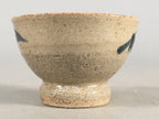 Japanese Ceramic Sake Cup Guinomi Sakazuki Vtg Pottery Blue Leaf GU816