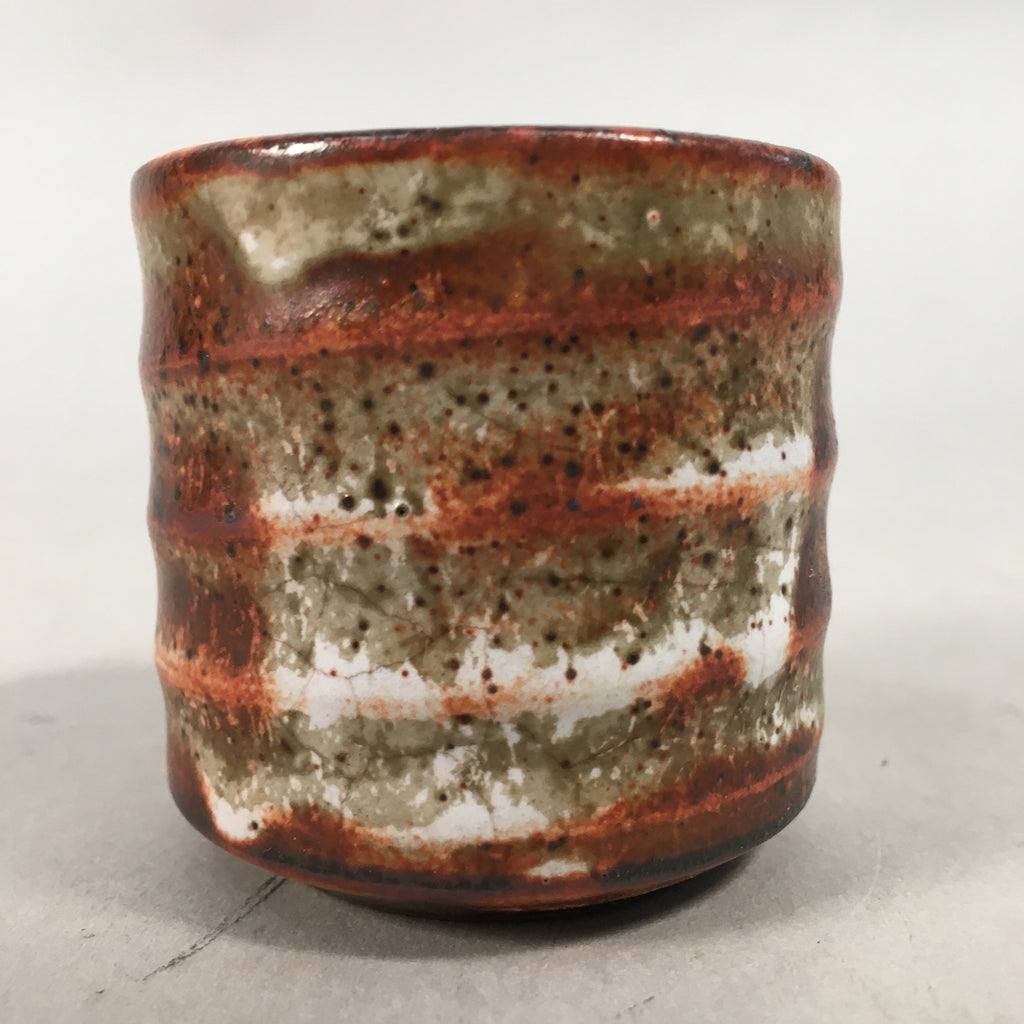 Japanese Ceramic Sake Cup Guinomi Sakazuki Vtg Pottery Brown GU821