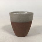 Japanese Ceramic Sake Cup Guinomi Sakazuki Vtg Pottery Brown Gray GU834