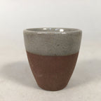 Japanese Ceramic Sake Cup Guinomi Sakazuki Vtg Pottery Brown Gray GU834