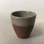Japanese Ceramic Sake Cup Guinomi Sakazuki Vtg Pottery Brown Gray GU834