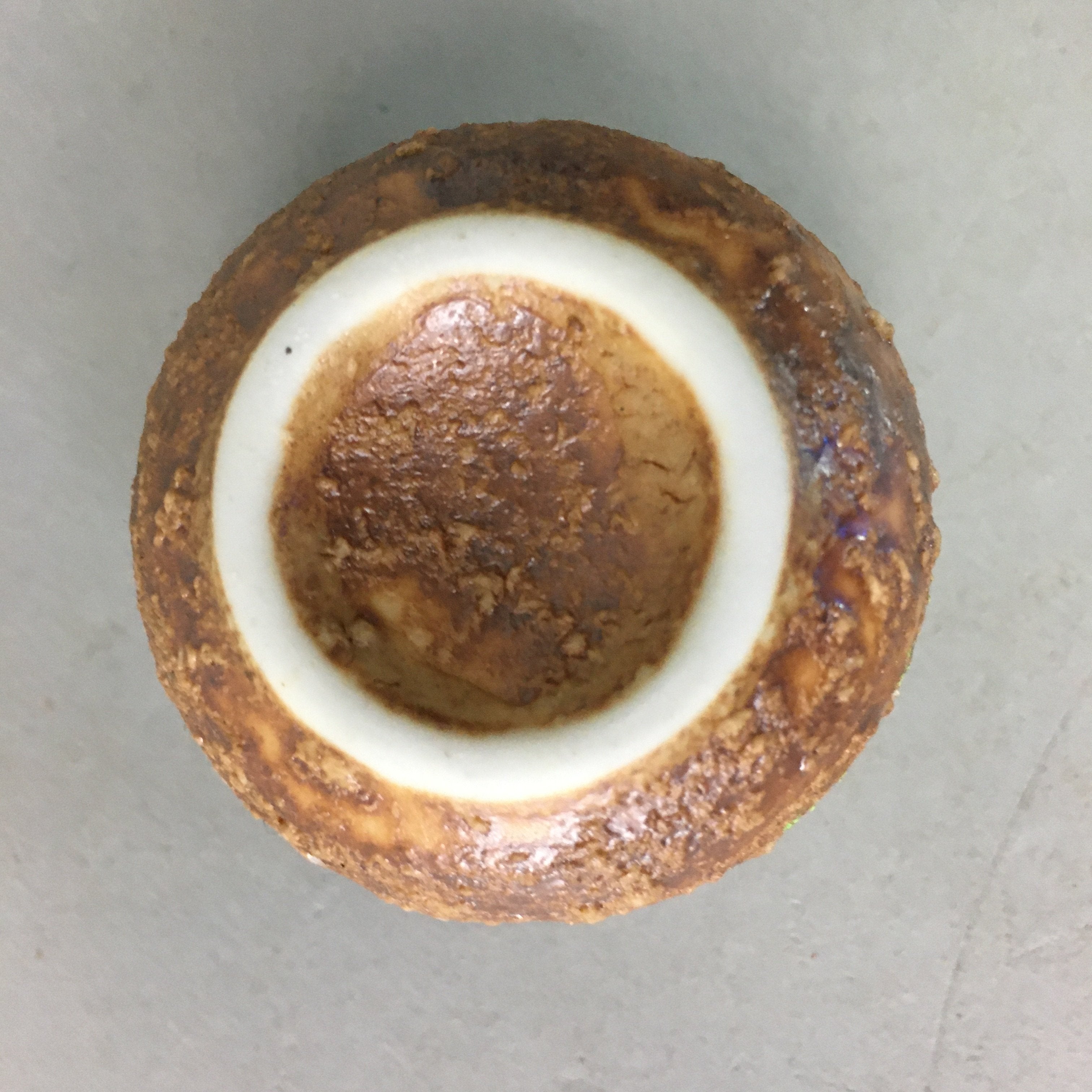Japanese Ceramic Sake Cup Guinomi Sakazuki Vtg Pottery Brown Rough GU706