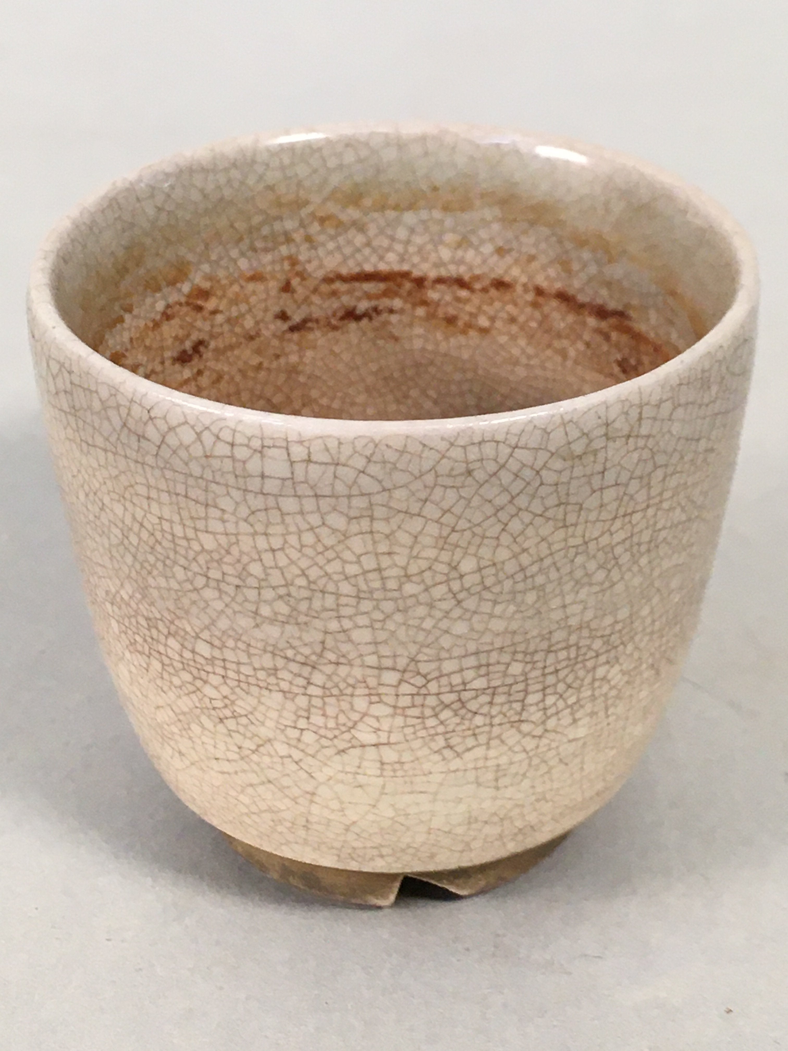 Japanese Ceramic Sake Cup Guinomi Sakazuki Vtg Pottery Crackle Glaze GU818