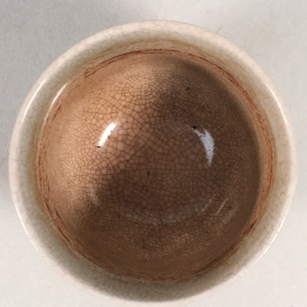 Japanese Ceramic Sake Cup Guinomi Sakazuki Vtg Pottery Crackle Glaze GU818
