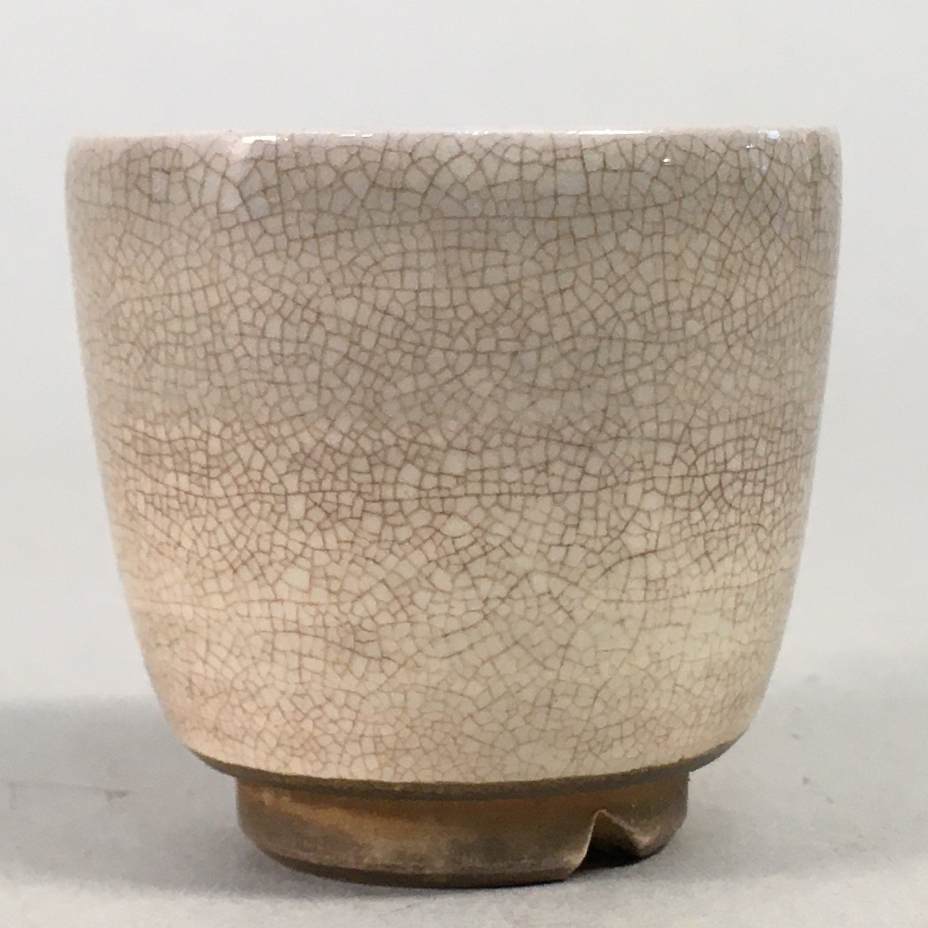 Japanese Ceramic Sake Cup Guinomi Sakazuki Vtg Pottery Crackle Glaze GU818