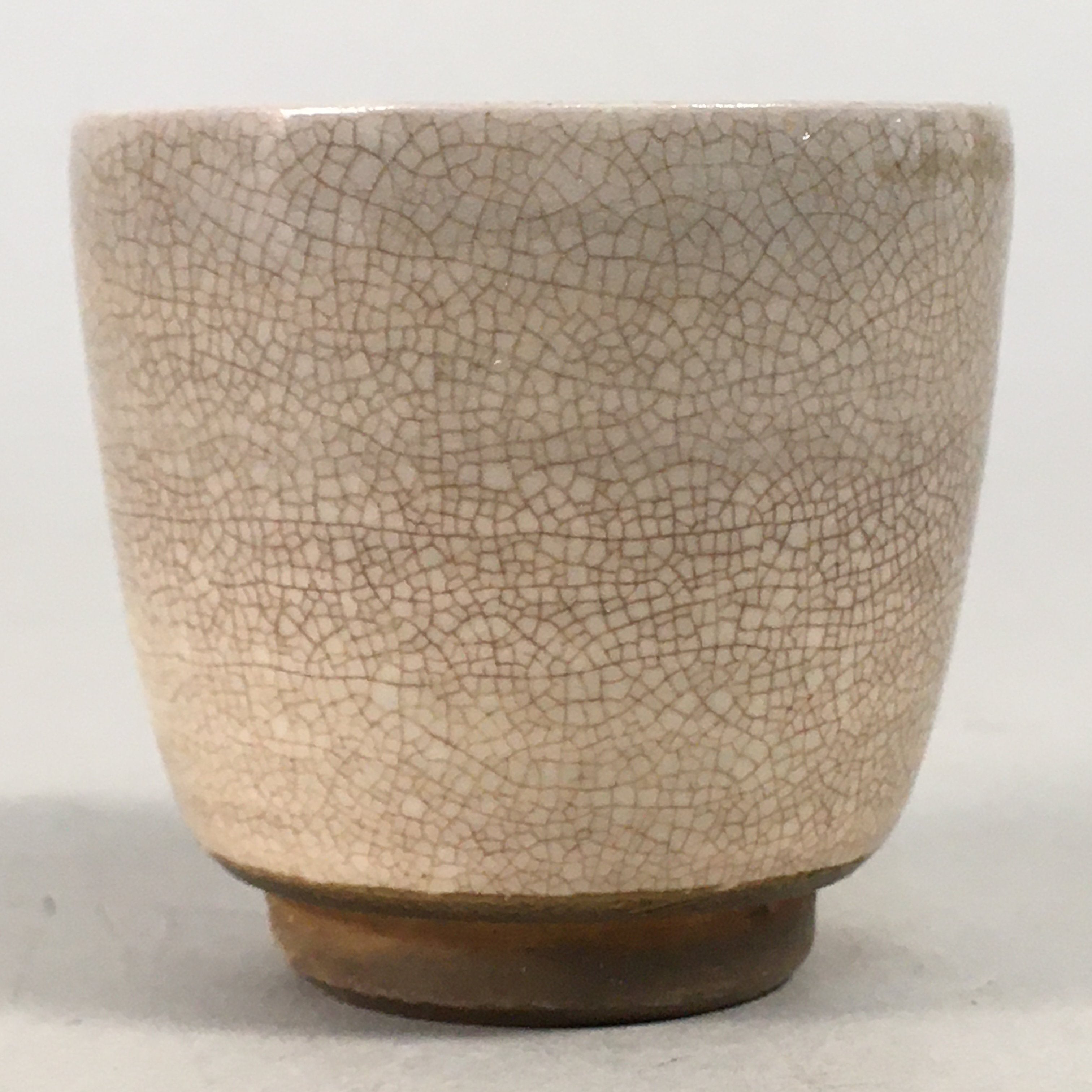 Japanese Ceramic Sake Cup Guinomi Sakazuki Vtg Pottery Crackle Glaze GU818