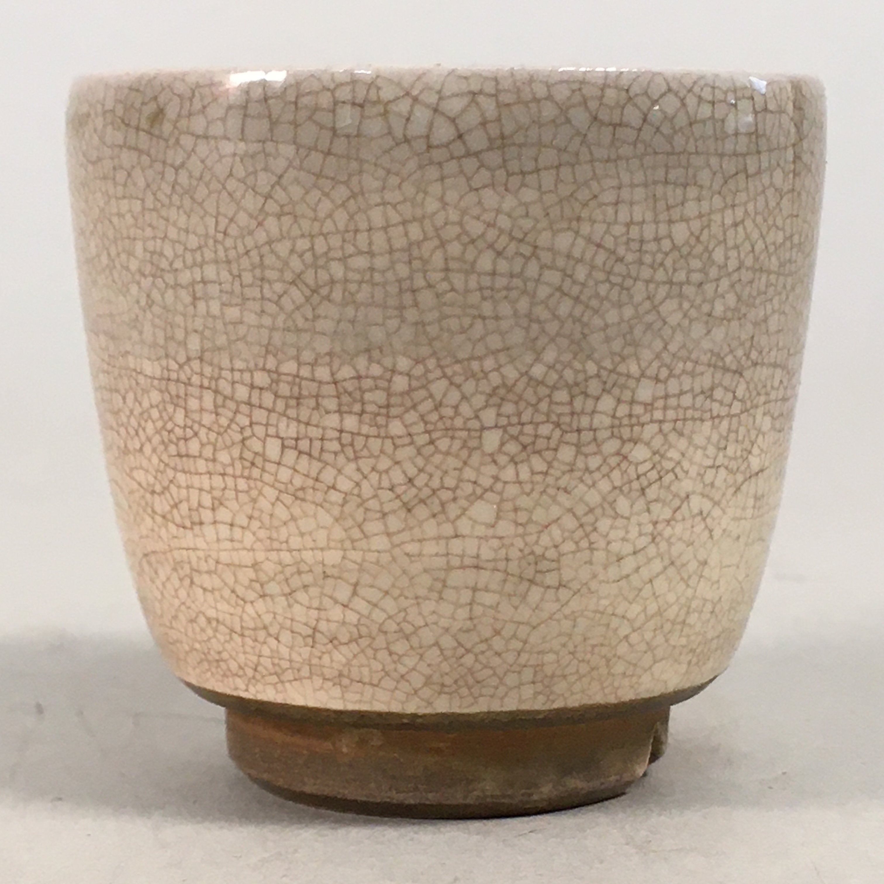 Japanese Ceramic Sake Cup Guinomi Sakazuki Vtg Pottery Crackle Glaze GU818