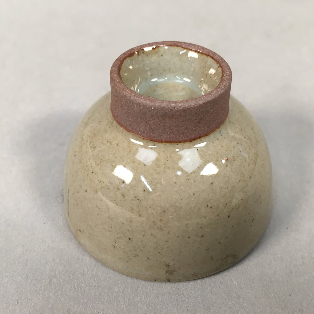 Japanese Ceramic Sake Cup Guinomi Sakazuki Vtg Pottery Gray Crackle GU878