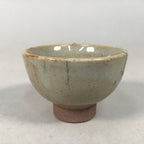 Japanese Ceramic Sake Cup Guinomi Sakazuki Vtg Pottery Gray Crackle GU878