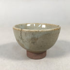 Japanese Ceramic Sake Cup Guinomi Sakazuki Vtg Pottery Gray Crackle GU878