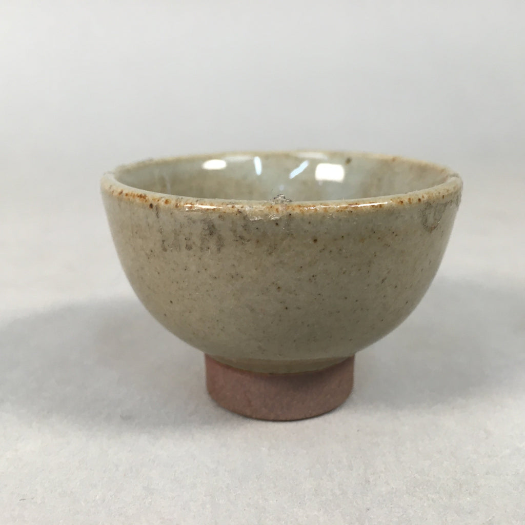 Japanese Ceramic Sake Cup Guinomi Sakazuki Vtg Pottery Gray Crackle GU878