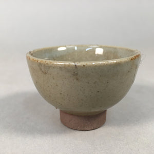 Japanese Ceramic Sake Cup Guinomi Sakazuki Vtg Pottery Gray Crackle GU878