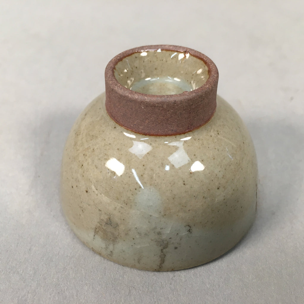 Japanese Ceramic Sake Cup Guinomi Sakazuki Vtg Pottery Gray Crackle GU878