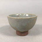 Japanese Ceramic Sake Cup Guinomi Sakazuki Vtg Pottery Gray Crackle GU879