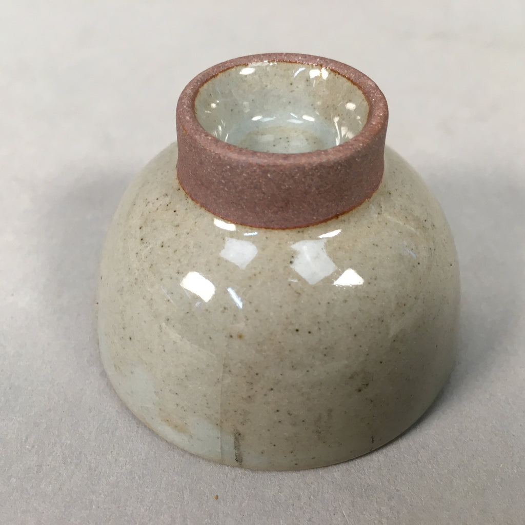 Japanese Ceramic Sake Cup Guinomi Sakazuki Vtg Pottery Gray Crackle GU879