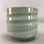 Japanese Ceramic Sake Cup Guinomi Sakazuki Vtg Pottery Gray Groove GU678