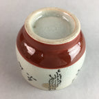 Japanese Ceramic Sake Cup Guinomi Sakazuki Vtg Pottery Gray Kanji Crackle GU739