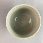 Japanese Ceramic Sake Cup Guinomi Sakazuki Vtg Pottery Gray Kanji Crackle GU739
