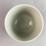 Japanese Ceramic Sake Cup Guinomi Sakazuki Vtg Pottery Gray Kanji Crackle GU740