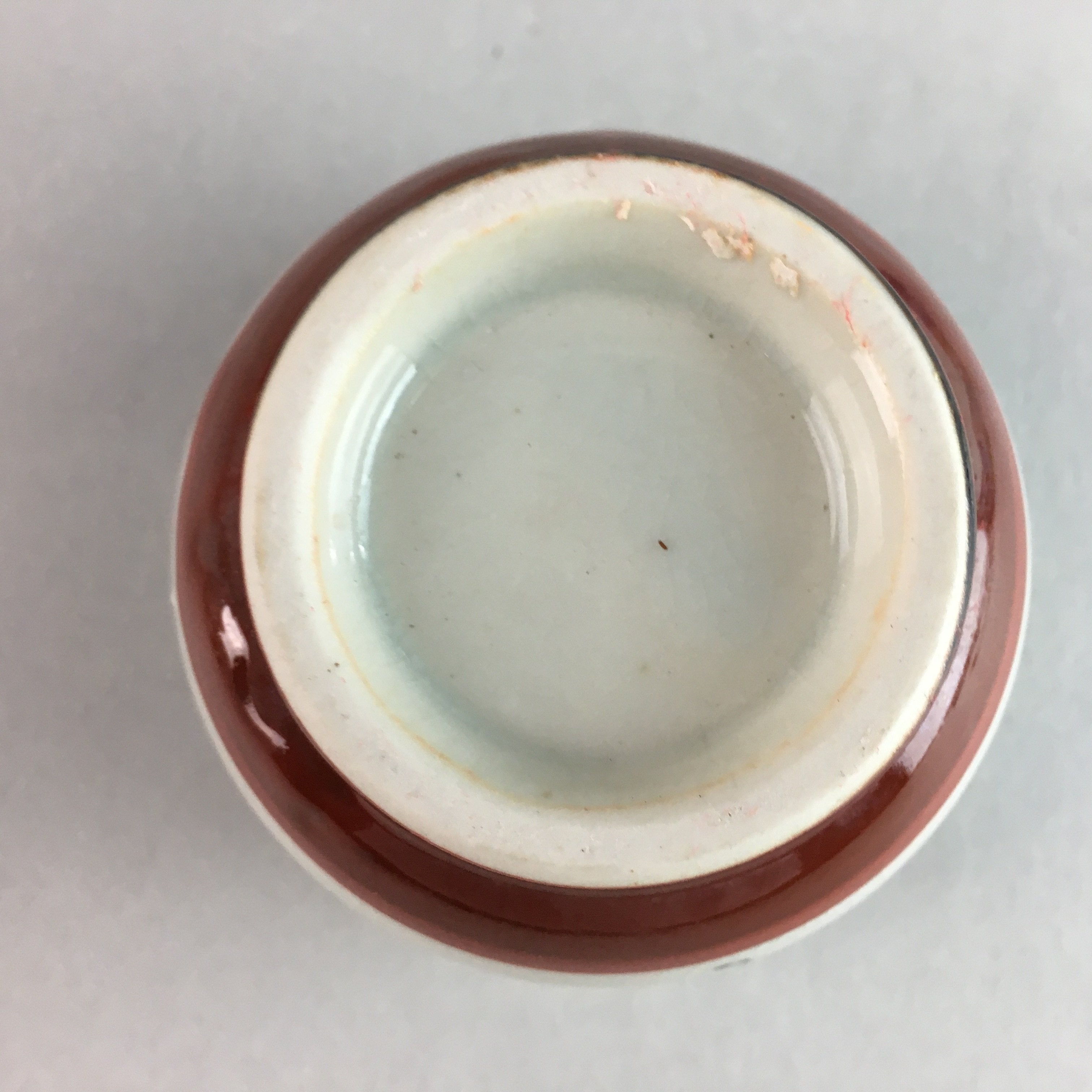 Japanese Ceramic Sake Cup Guinomi Sakazuki Vtg Pottery Gray Kanji Crackle GU740