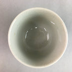 Japanese Ceramic Sake Cup Guinomi Sakazuki Vtg Pottery Gray Kanji Crackle GU742