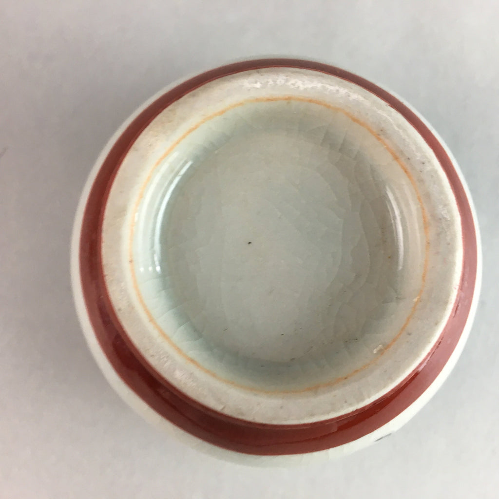 Japanese Ceramic Sake Cup Guinomi Sakazuki Vtg Pottery Gray Kanji Crackle GU742