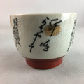 Japanese Ceramic Sake Cup Guinomi Sakazuki Vtg Pottery Gray Kanji Crackle GU742