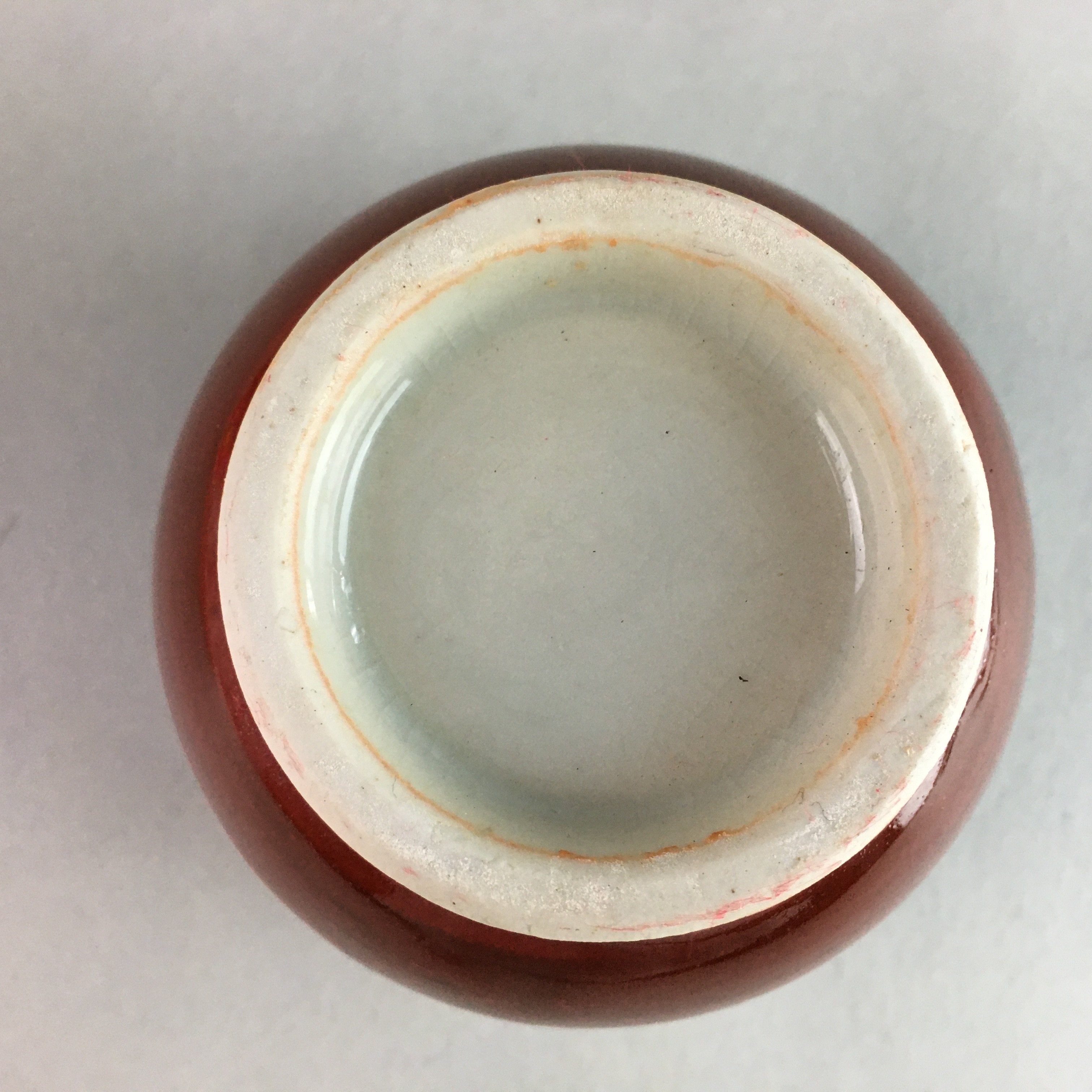 Japanese Ceramic Sake Cup Guinomi Sakazuki Vtg Pottery Gray Kanji Crackle GU743