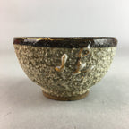 Japanese Ceramic Sake Cup Guinomi Sakazuki Vtg Pottery Gray Rough Crackle GU735