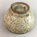 Japanese Ceramic Sake Cup Guinomi Sakazuki Vtg Pottery Gray Rough Crackle GU735