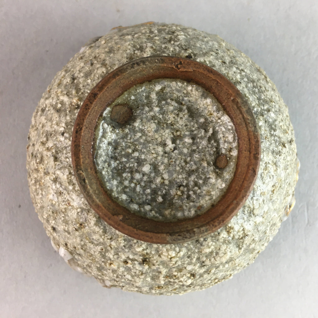 Japanese Ceramic Sake Cup Guinomi Sakazuki Vtg Pottery Gray Rough Crackle GU736