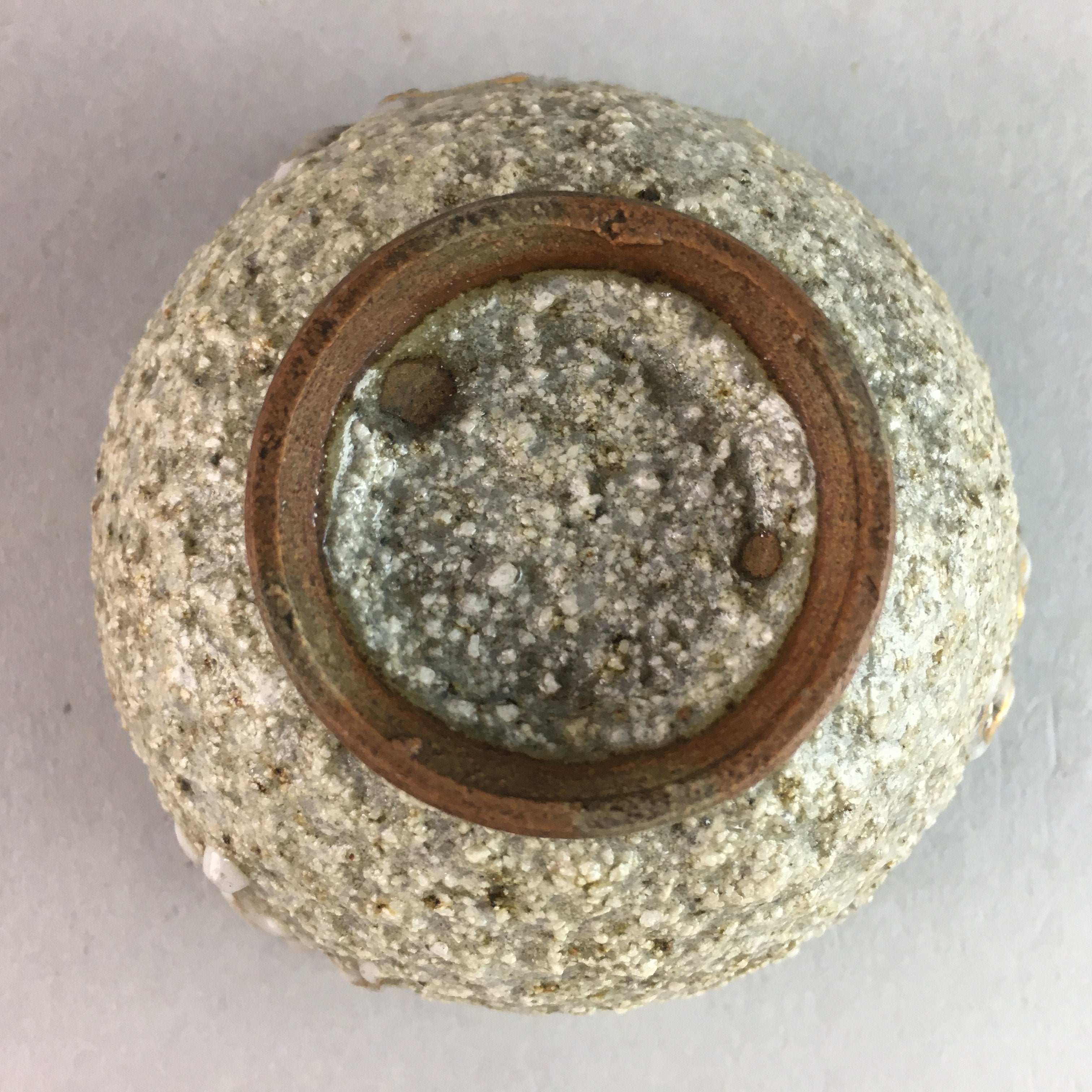 Japanese Ceramic Sake Cup Guinomi Sakazuki Vtg Pottery Gray Rough Crackle GU736