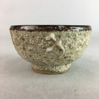 Japanese Ceramic Sake Cup Guinomi Sakazuki Vtg Pottery Gray Rough Crackle GU737