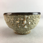 Japanese Ceramic Sake Cup Guinomi Sakazuki Vtg Pottery Gray Rough Crackle GU737