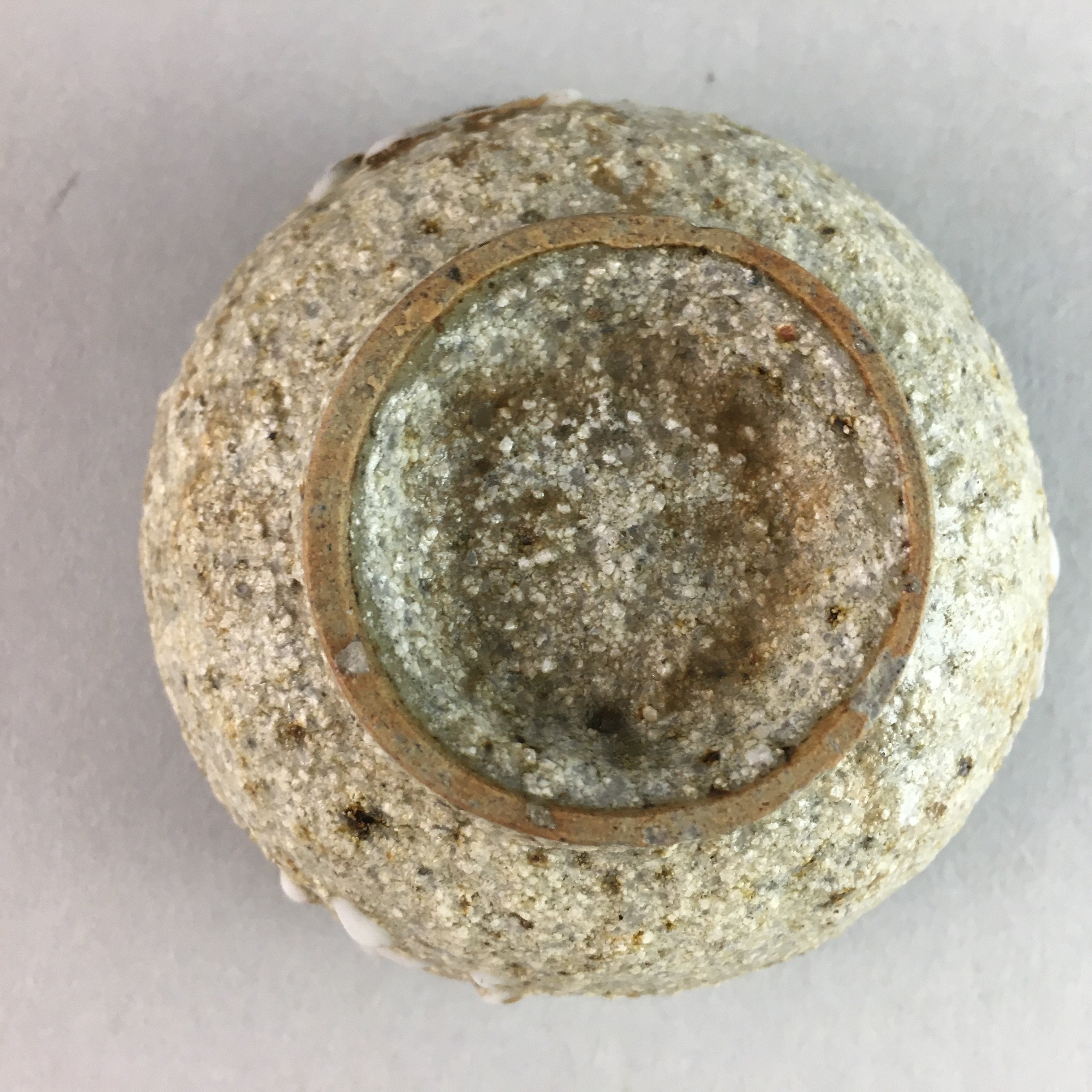 Japanese Ceramic Sake Cup Guinomi Sakazuki Vtg Pottery Gray Rough Crackle GU737