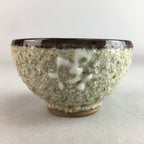 Japanese Ceramic Sake Cup Guinomi Sakazuki Vtg Pottery Gray Rough Crackle GU738