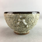 Japanese Ceramic Sake Cup Guinomi Sakazuki Vtg Pottery Gray Rough Crackle GU738