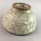 Japanese Ceramic Sake Cup Guinomi Sakazuki Vtg Pottery Gray Rough Crackle GU738