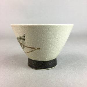 Japanese Ceramic Sake Cup Guinomi Sakazuki Vtg Pottery Leaf Design TC156