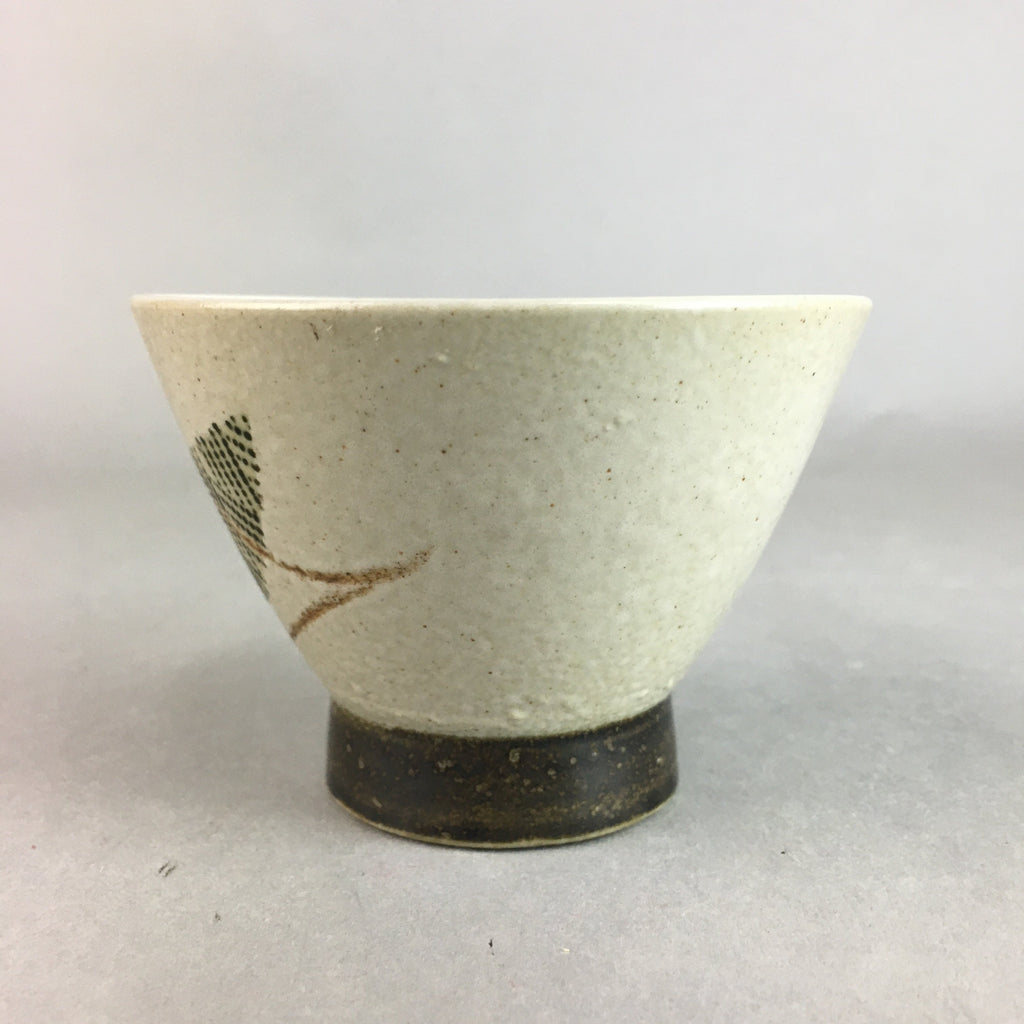 Japanese Ceramic Sake Cup Guinomi Sakazuki Vtg Pottery Leaf Design TC157